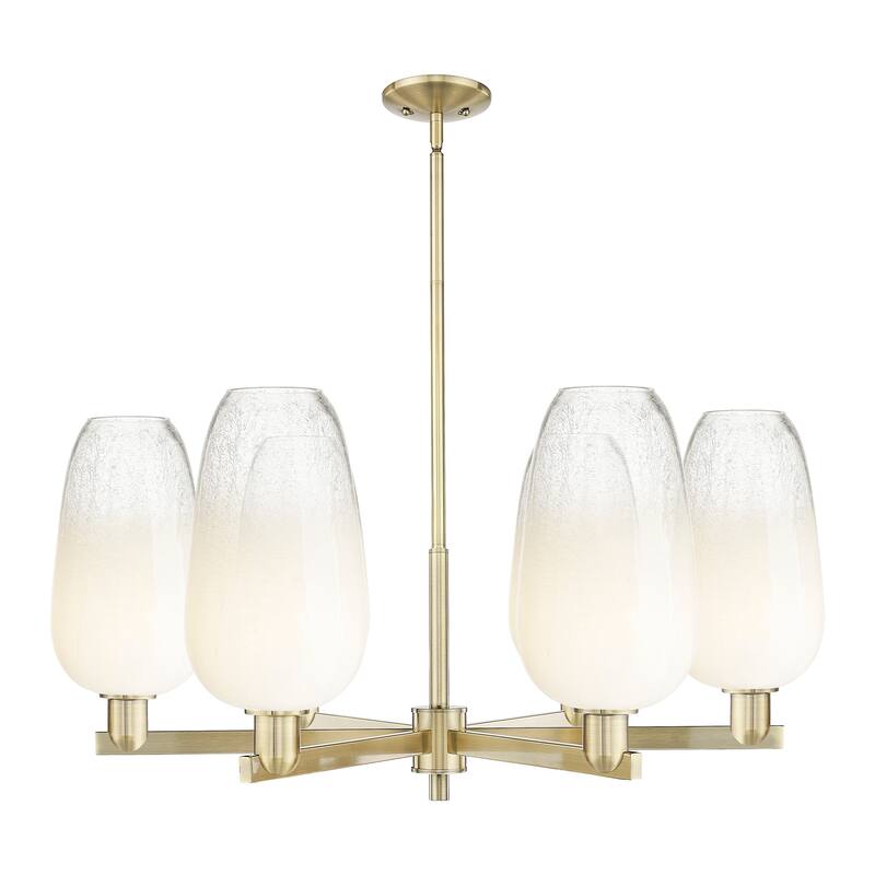 Innovations Lighting Downtown Urban - Brookhaven Flute - 6 Light 24" Stem Hung Chandelier - Antique Brass/Opal
