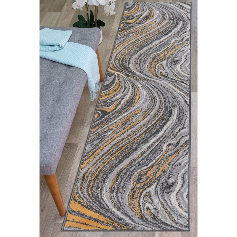 World Rug Gallery Contemporary Abstract Swirl Area Rug