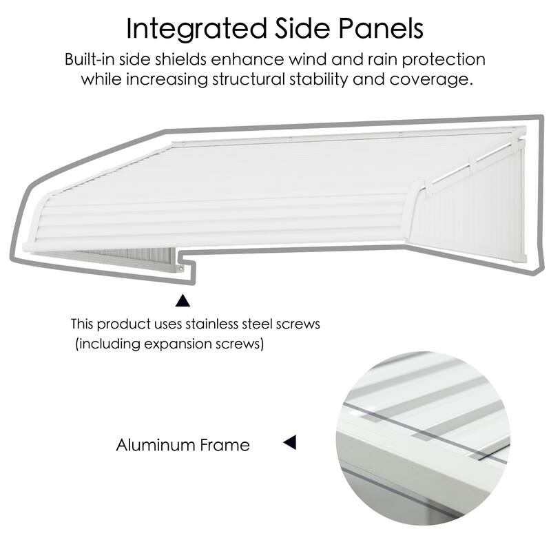 Kozyard Patio Awnings for Window Doors Canopy W48“xD40''Durable Aluminum Frame Premium PVC Panel - W48“xD40''