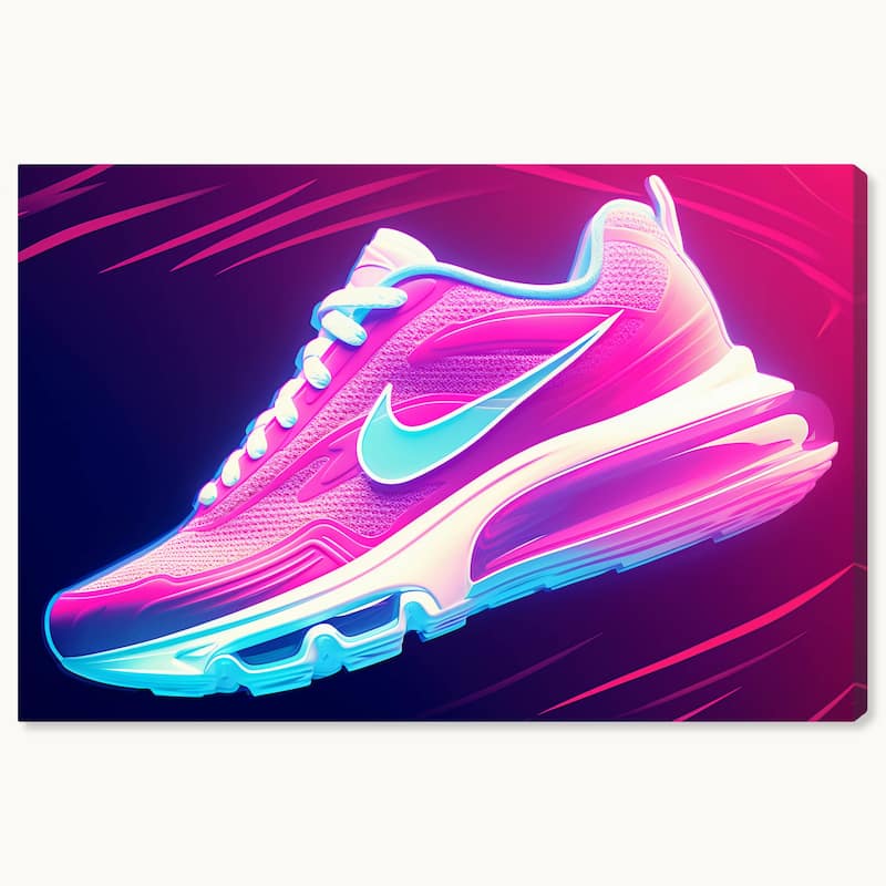Wynwood Studio Canvas Fashion and Glam Cool Neon Sneaker Pink Modern & Contemporary Wall Art Canvas Print