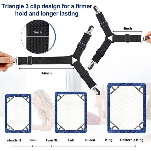 4 Pcs Adjustable Bed Sheet Fasteners with Elastic Suspenders Bed Bath & Beyond 39994804