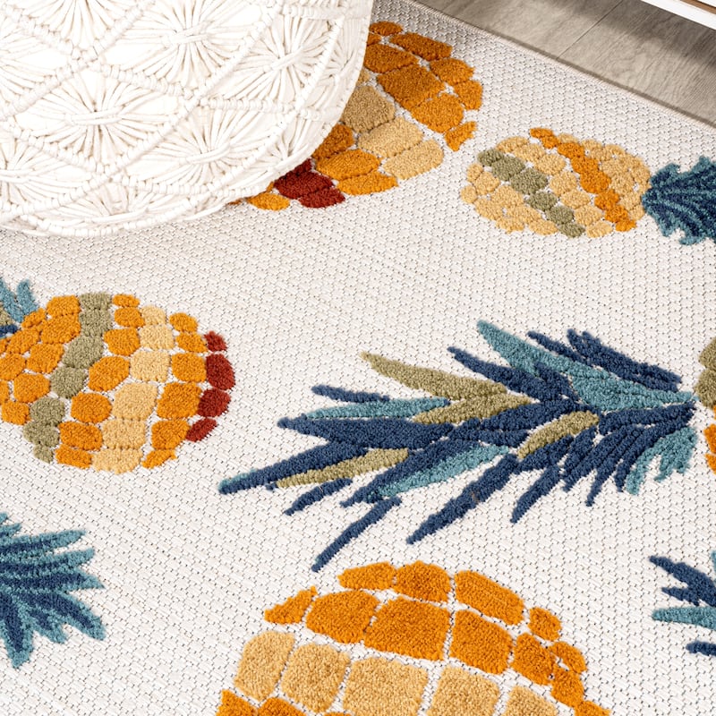 JONATHAN Y Limone Bold Pineapple High-Low Indoor/Outdoor Area Rug