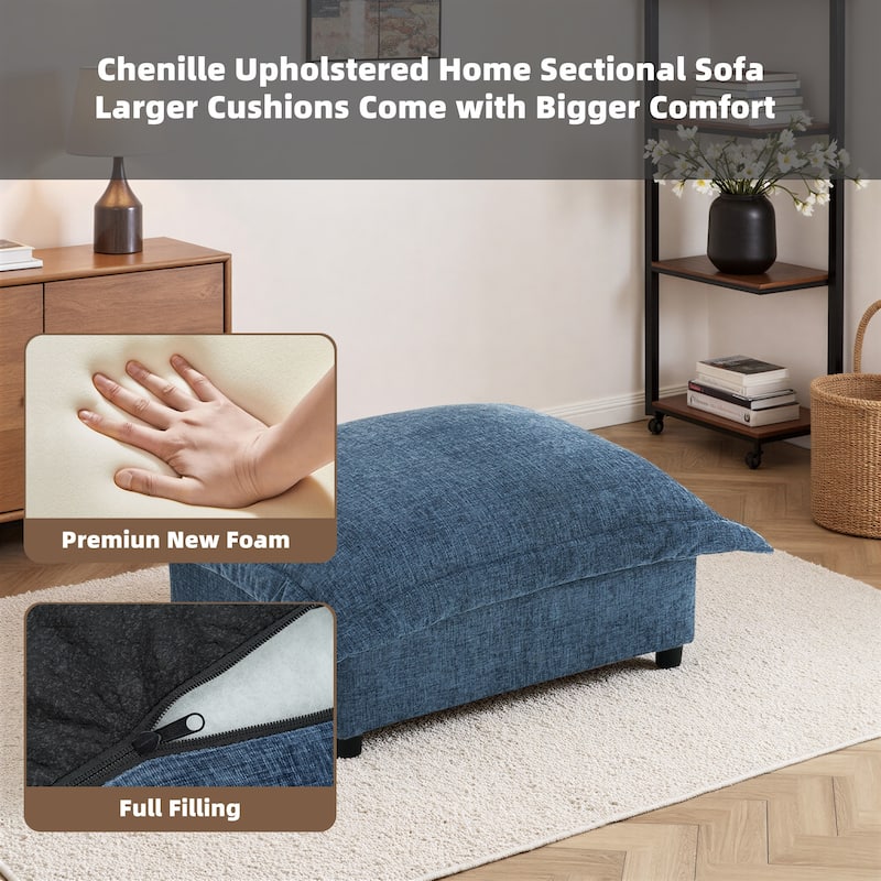 Double Layer Cushion Comfy Cloud Modular Sectional Sofa Couch Ottoman