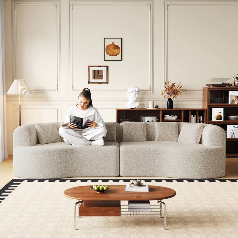 Oversized Cloud-Like Lounge Sofa, Sleeper Sofa with 6 Pillows, Four-Seater Loveseat Recliner Sofa with Deep Seat