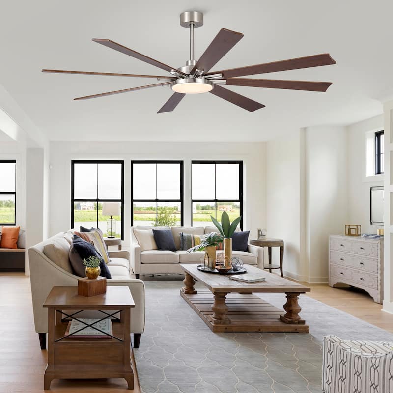 Gabriel 72 in. Indoor Black PlyWood Smart Ceiling Fan with Integrated LED, Works with Alexa/Google