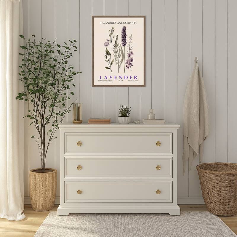 Vintage Botanical Lavender No. 2 Illustration by Christopher Giampietro Framed Canvas Wall Art Print
