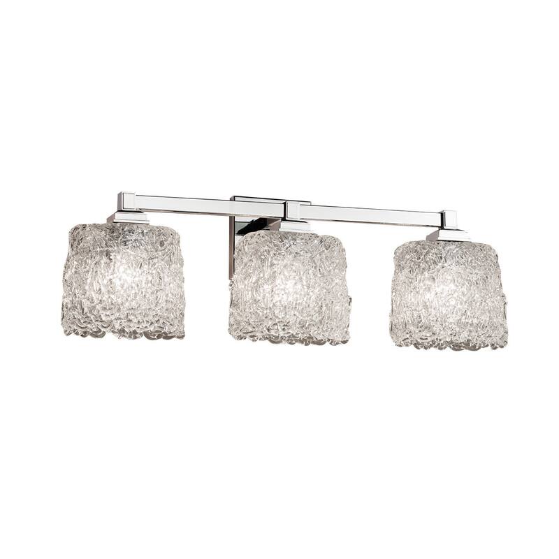 Justice Design Veneto Luce Regency 3-light Polished Chrome Bath Bar, Lace Oval Shade