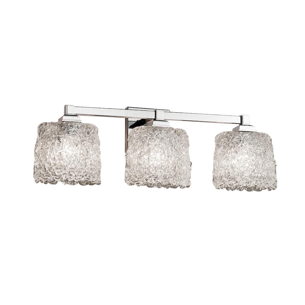 Justice Design Veneto Luce Regency 3-light Polished Chrome Bath Bar, Lace Oval Shade