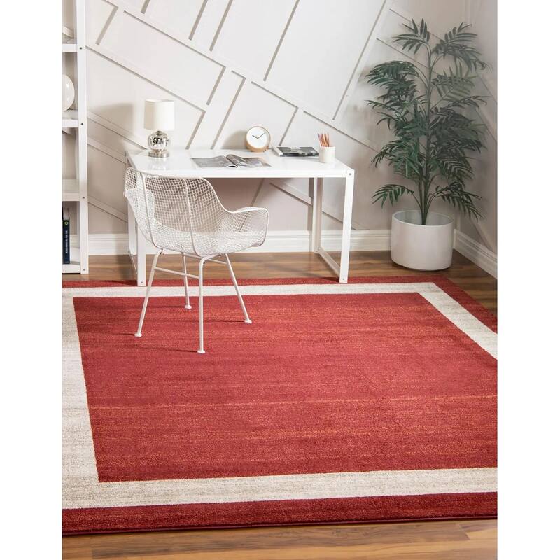 Contemporary Weby Collection Area Rug - 8' Square - Terracotta