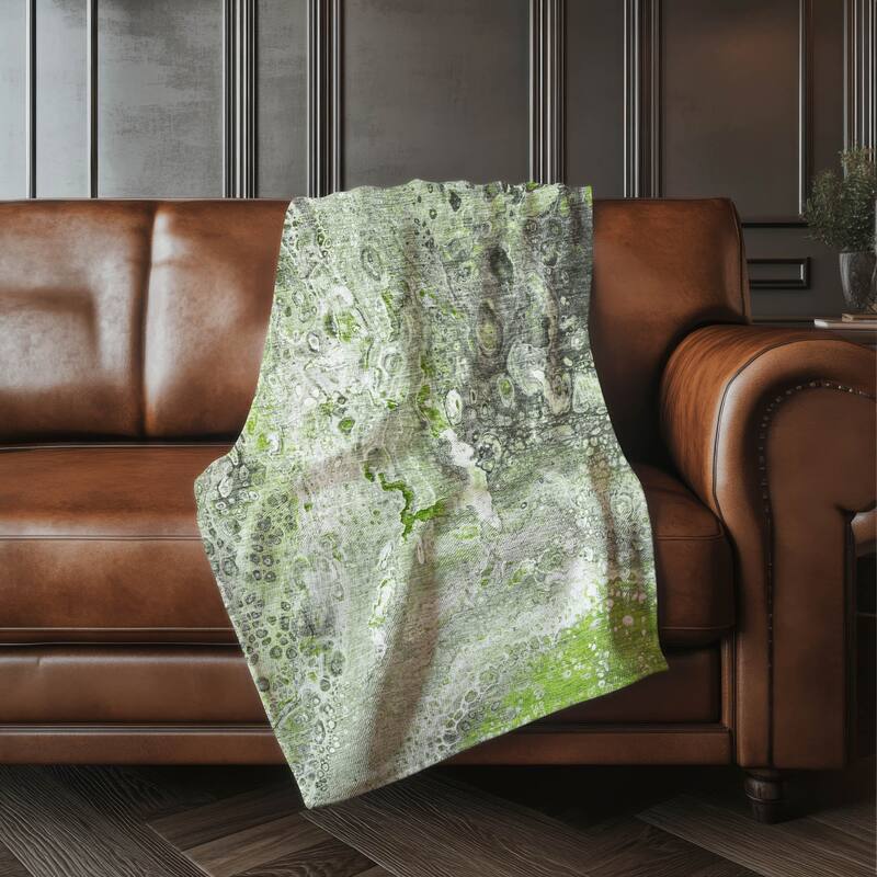 Premium Machine Washable Modern Fusion Sherpa Throw Blanket - Aloe - 4'2" x 5'10"