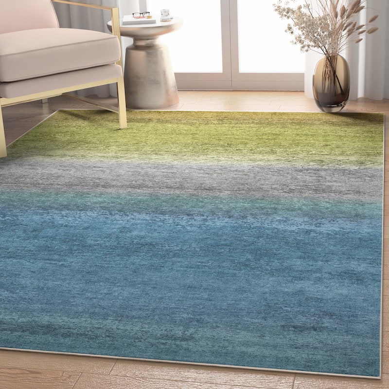 Well Woven Abstract Sunset Vintage Flat-Weave Area Rug - Blue Green - 5' 3" x 7' 3" - Rectangle