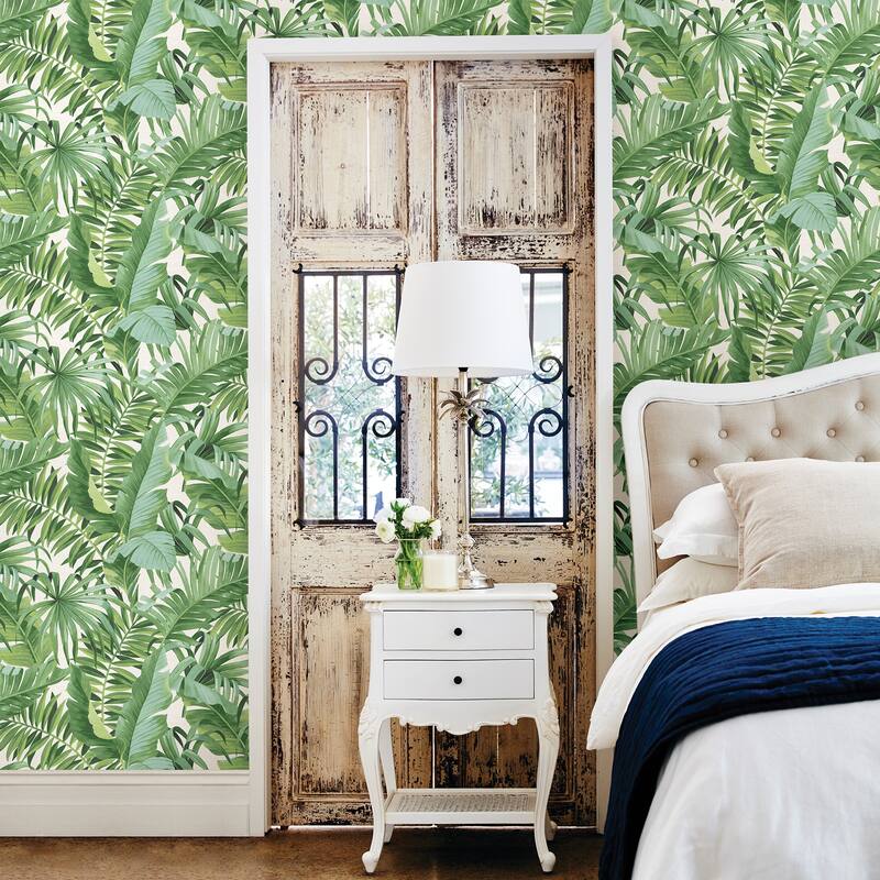 A-Street Prints Alfresco Green Tropical Palm Wallpaper
