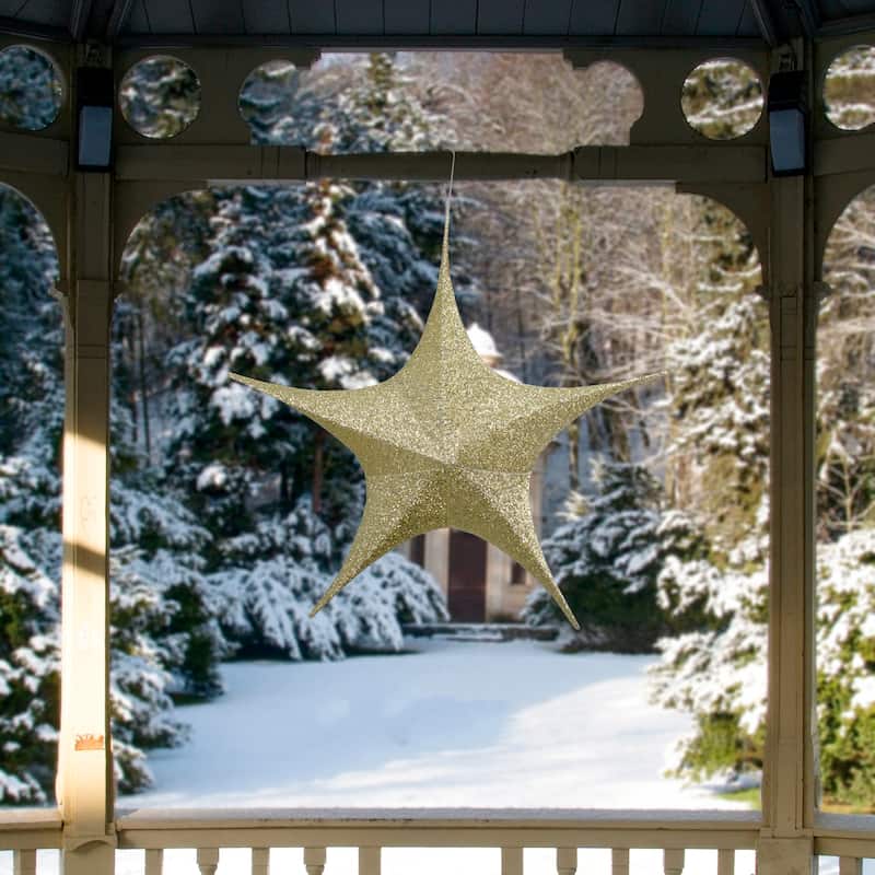 30" Tinsel Foldable Christmas Star Outdoor Decoration