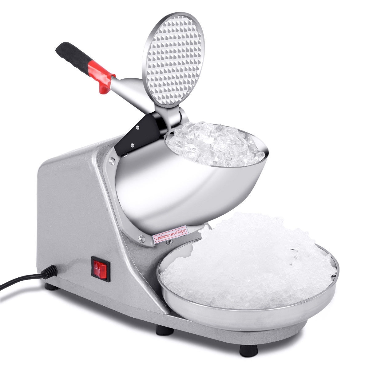 HomGarden Electric 143 lbs Ice Shaver Machine Snow Cone Maker Stainless Steel Shaving Crusher Shaved Ice for Home and Commercial Use 
