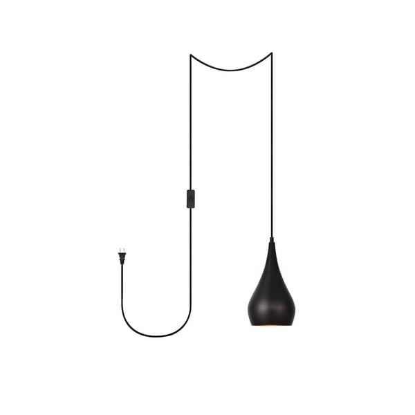 Nathan 1-Light Plug in Pendant with Black Shade - Black. Opens flyout.