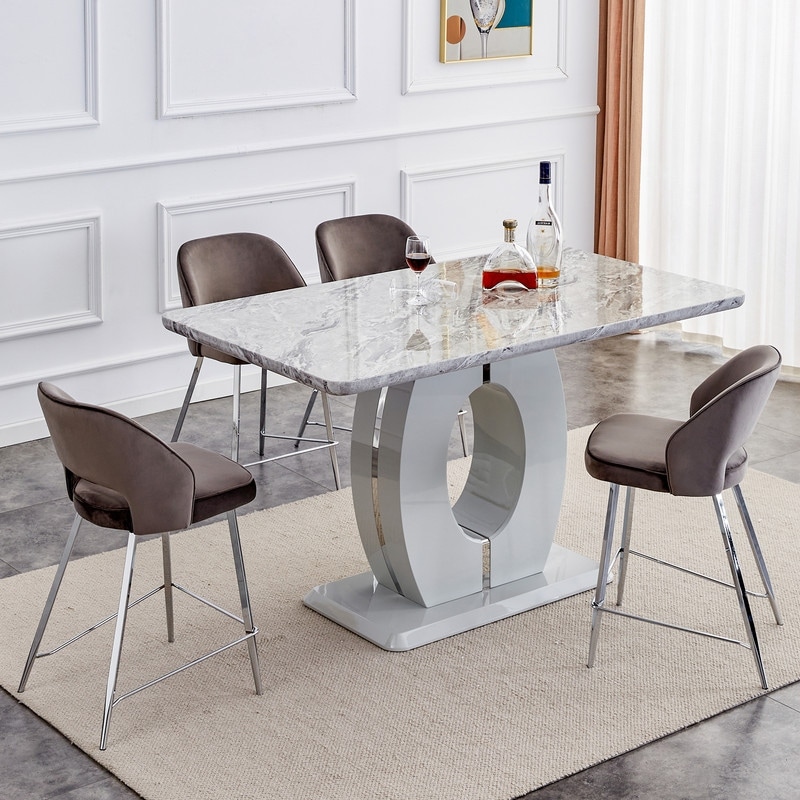 Modern simple and luxurious grey imitation marble grain Dining