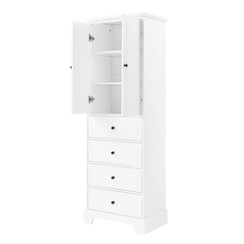 GDFStudio - Evelyn Tall Storage Cabinet with Drawers and Adjustable Shelving for Multi-Room Organization