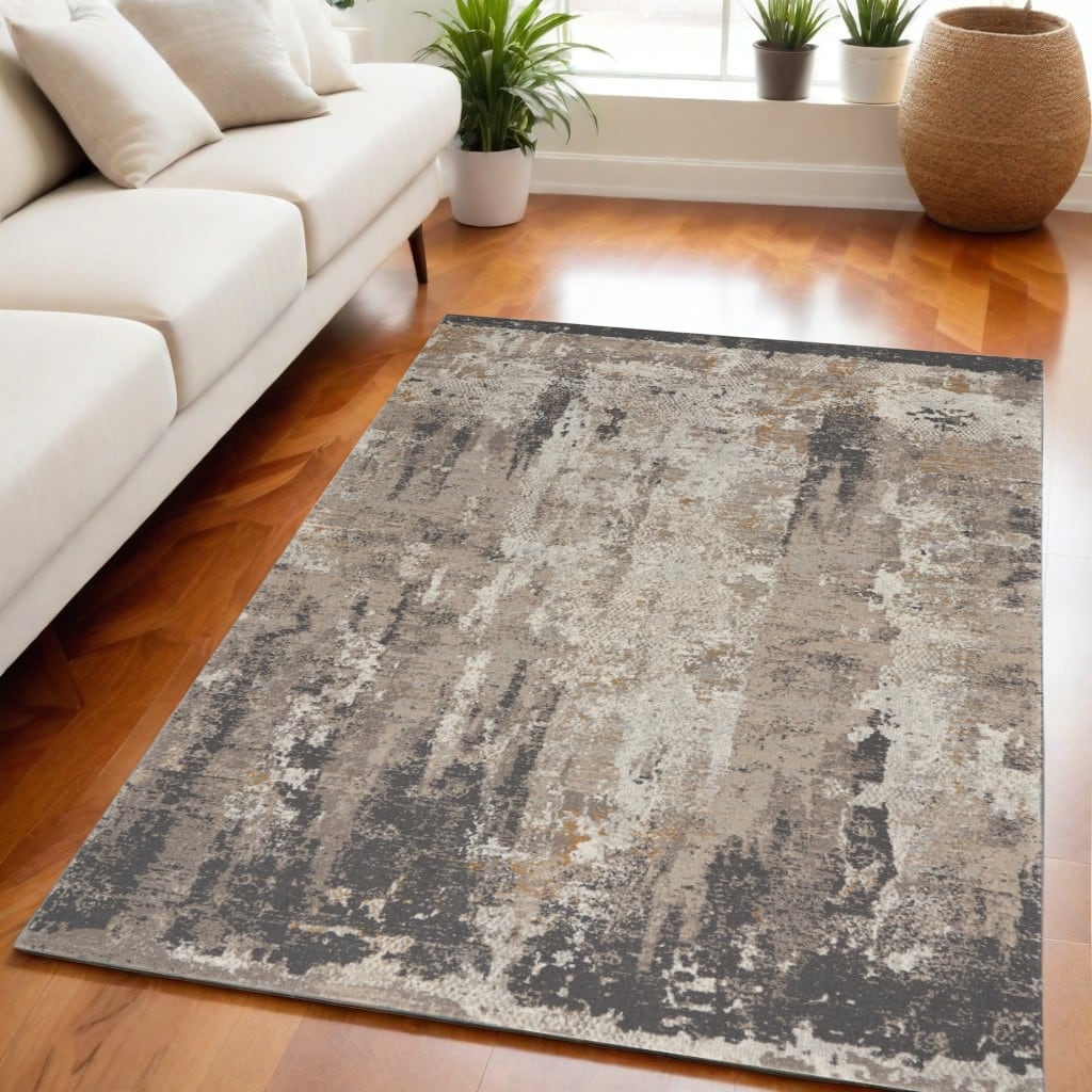 Power Loomed Abstract Modern Area Rug - 87' X '63' X '0.38