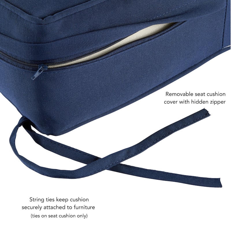 Navy Outdoor 24-inch x 24-inch Premium Deep Seat Cushion Set (Cushions Only)