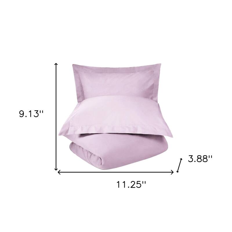 HomeRoots Lilac King 100% Cotton 300 Thread Count Washable Duvet Cover Set