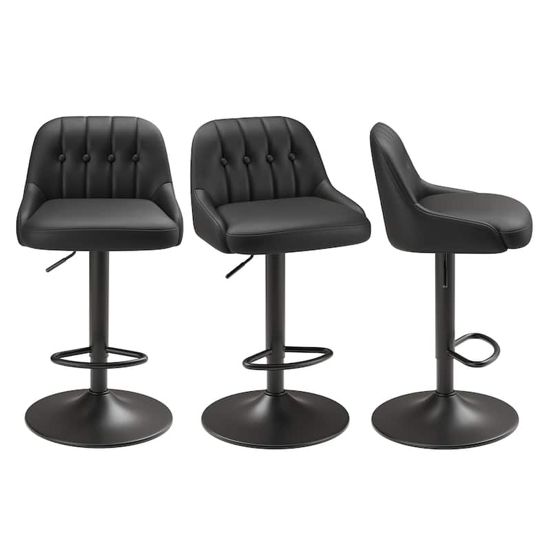 RENEWLINE Adjustable Height Bar Stools with Back, 360° Swivel PU Leather Counter Stools( Set of 1/2/3/4/6)for Kitchen Island