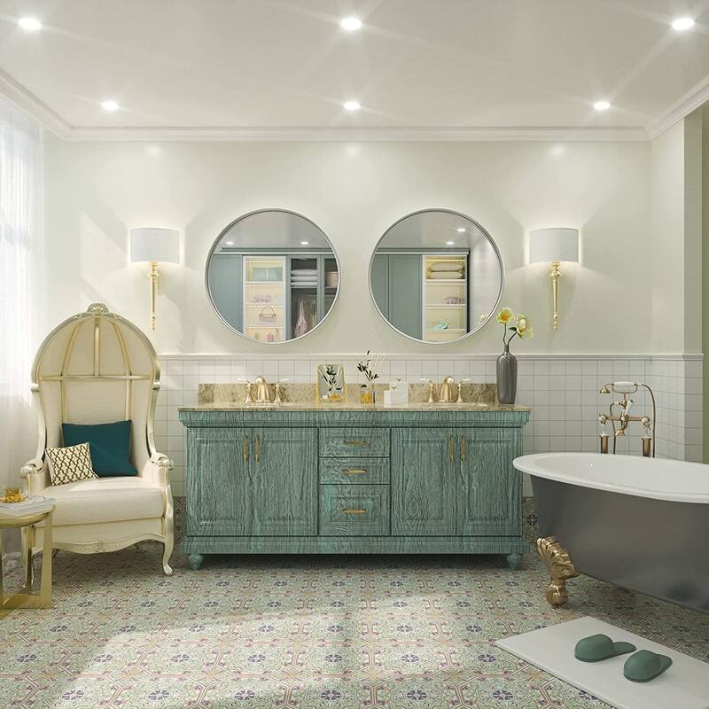 TETOTE Round Metal Frame Mirror Wall Mounted Bathroom Vanity Mirror