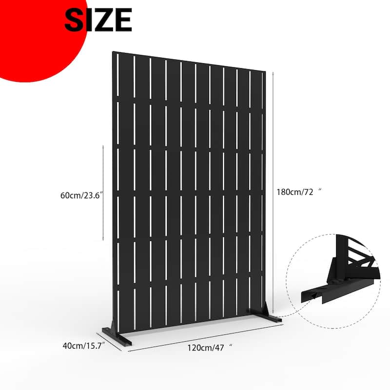 Metal Privacy Screen Outdoor Privacy Panels 72"H x 47"W, Freestanding Patio Divider for Garden, Deck, Balcony, Backyard