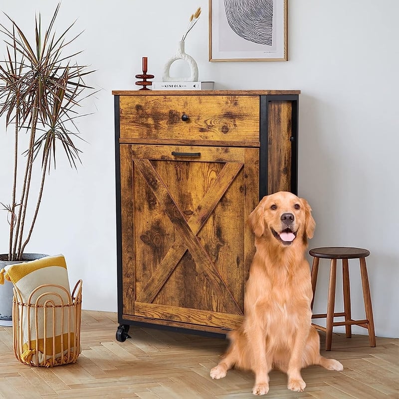 Tilt Out Kitchen Trash Cabinet Trash Can - Tan
