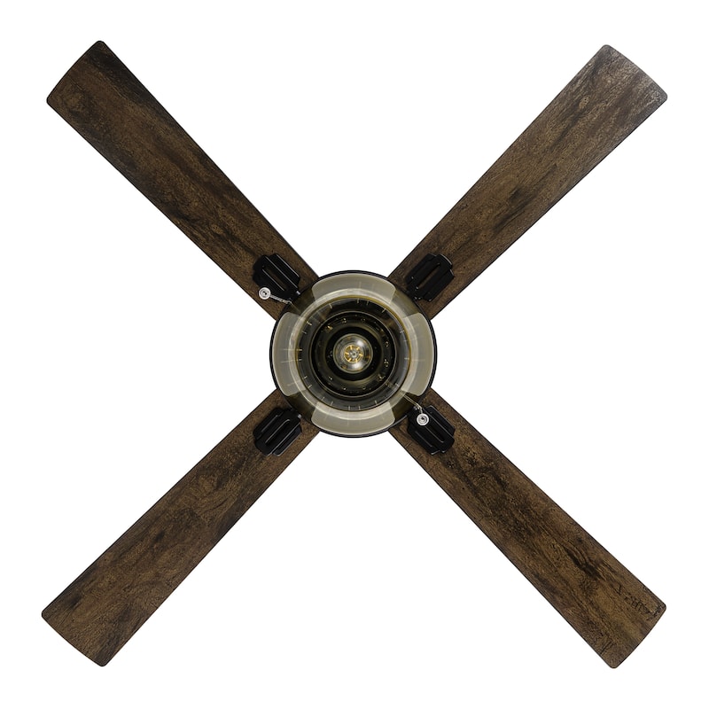 Suzane River of Goods Black Satin with Obre Glass Shade 52-Inch Ceiling Fan with Light - 52" x 52" x 14.25/19.25"