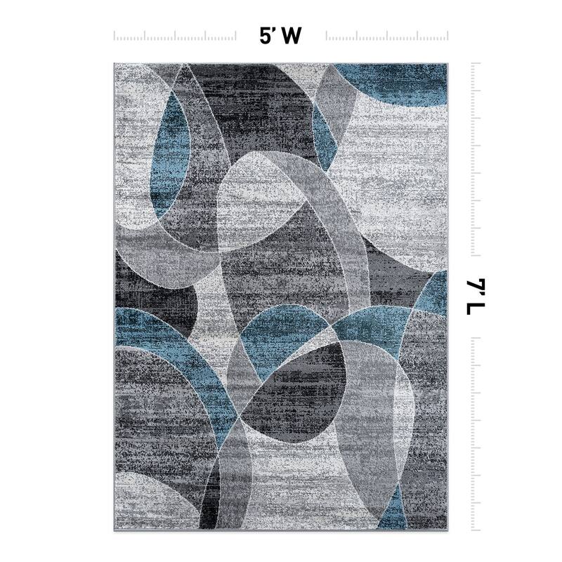 Contemporary Distressed Circle Area Rug