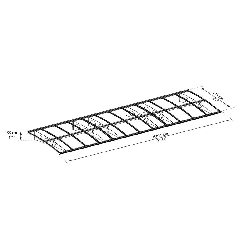 Herald 5 ft. Gray/Clear Door and Window Fixed Awning
