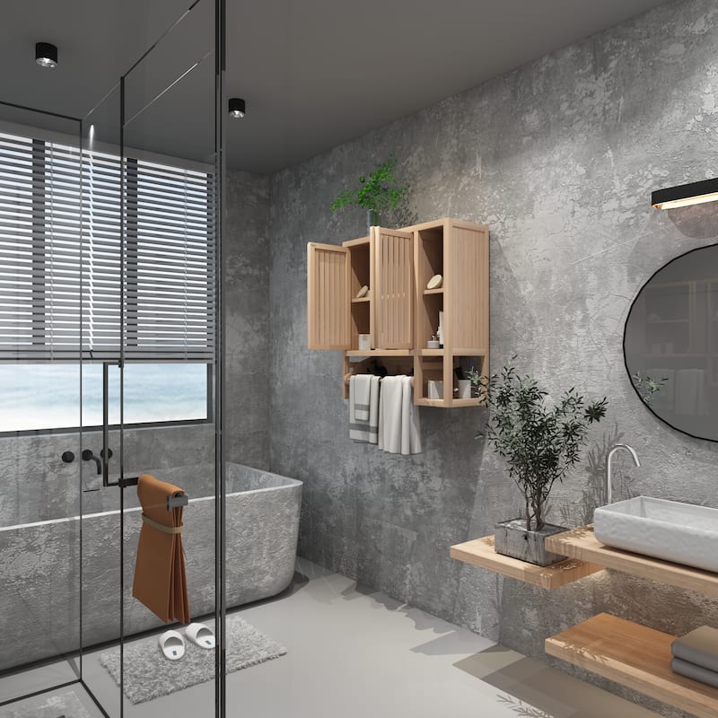 Versatile Bamboo Wall Mounted Cabinet for Home Storage and Decoration