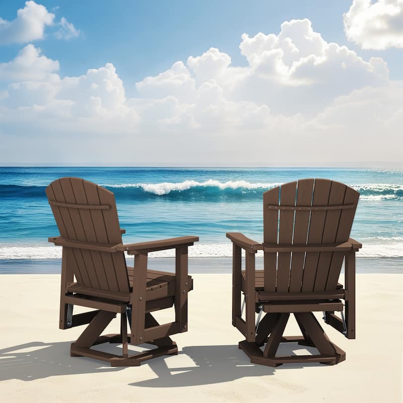 Set of 2 HDPE Adirondack Swivel Gliders, Outdoor Patio Chair Set