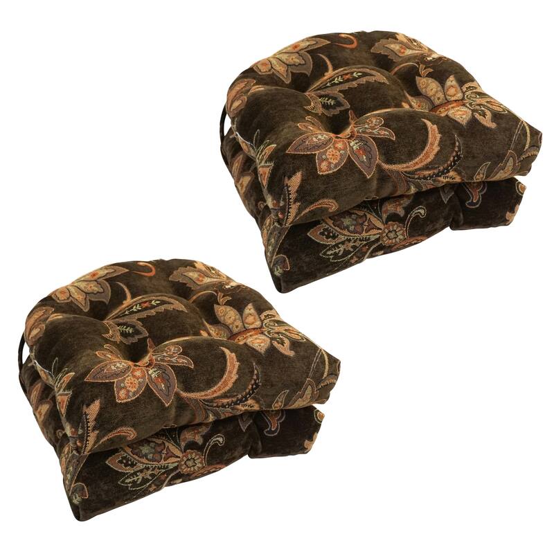 16-inch Rounded Back Jacquard Indoor Chair Cushion (Set of 2, 4, or 6) - 16 x 16