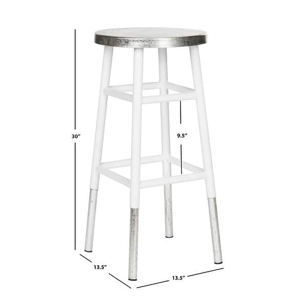 SAFAVIEH 30 -inch Kenzie Silver Dipped White / Silver Barstool - 13.5" x 13.5" x 30"