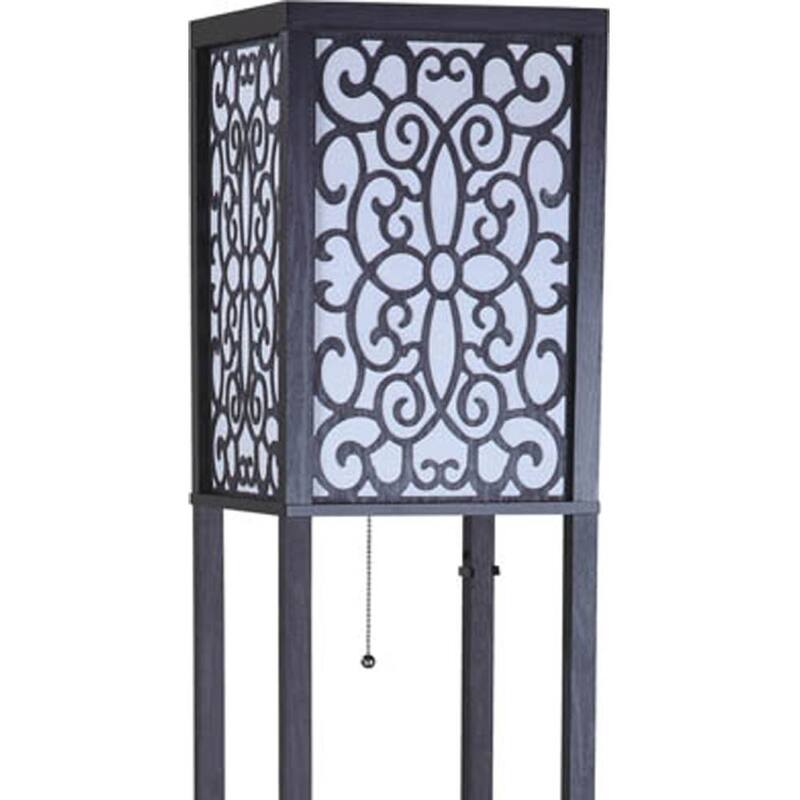 SINTECHNO S-N6958BK-A Black Wooden Shelf 63" Column Floor Lamp