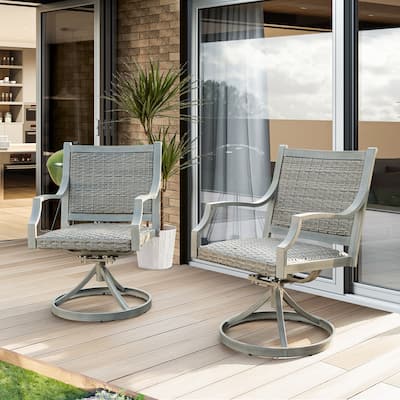 All-Weather Wicker Patio Chairs, Padded Outdoor Dining Set, Rattan Design