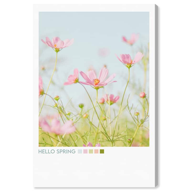 Wynwood Studio Prints Floral and Botanical Hello Spring Palette Blue and Light Blue Wall Art Canvas Print