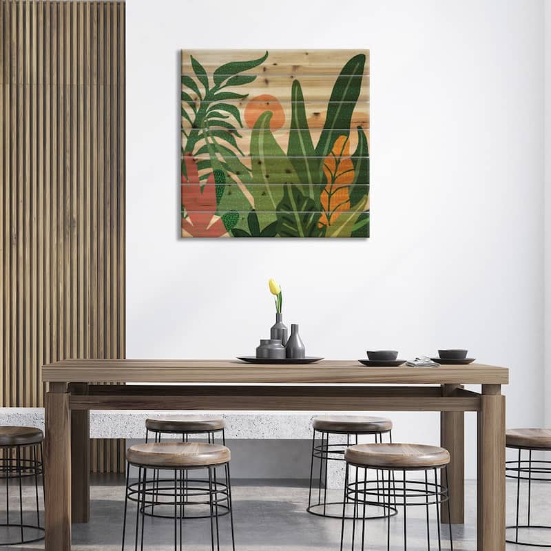 Desert Garden Sunset Print On Wood by Modern Tropical - Multi-Color