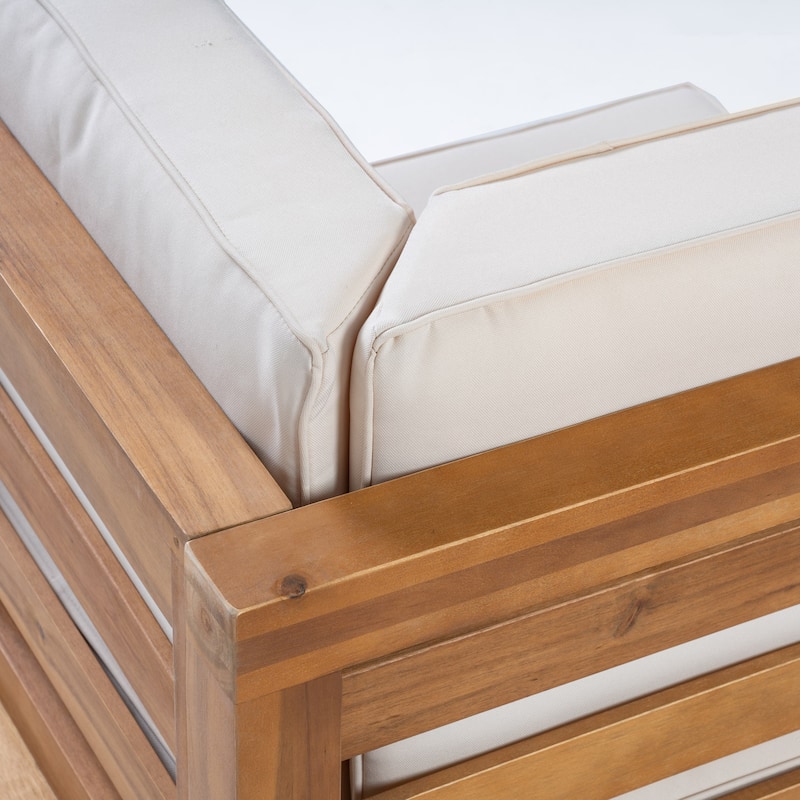 Roomfitters Outdoor 2-Piece Loveseat Set with Acacia Wood Frame and Weather-Resistant Cushions