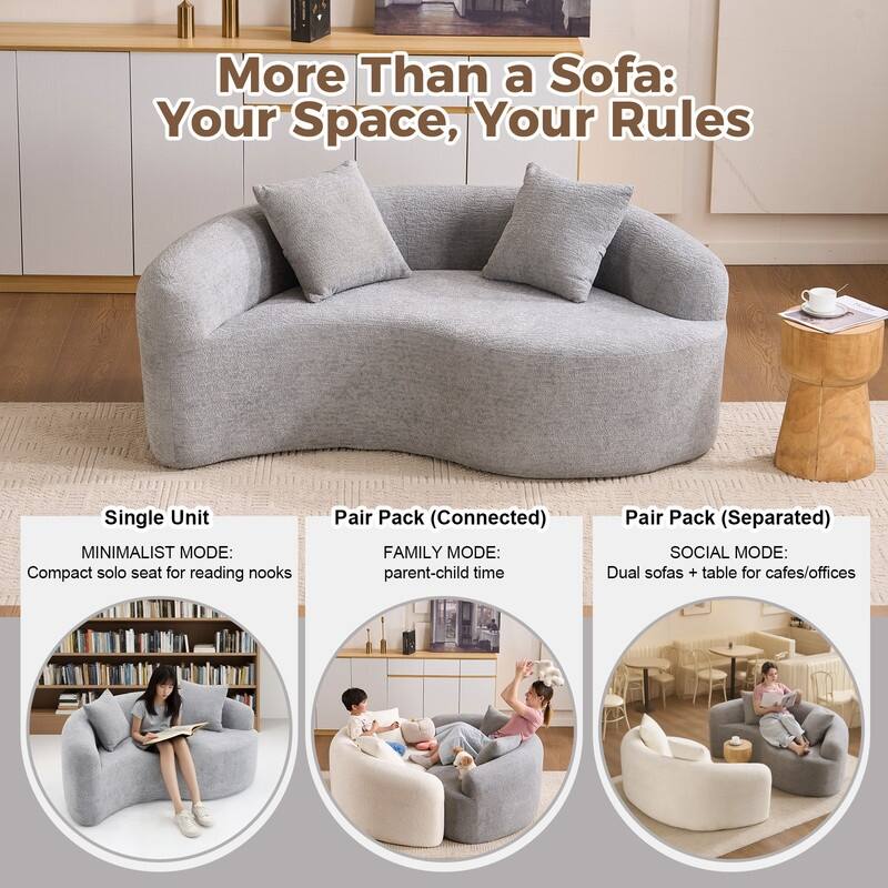 Single S-Curved Chenille Sofa Chair, No Assembly