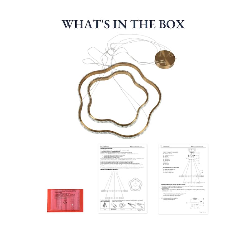 Modern 2-Light LED Crystal Chandelier 2-Tier Ceiling Lights for Dining Room - Dia. 25.6" x H 3"