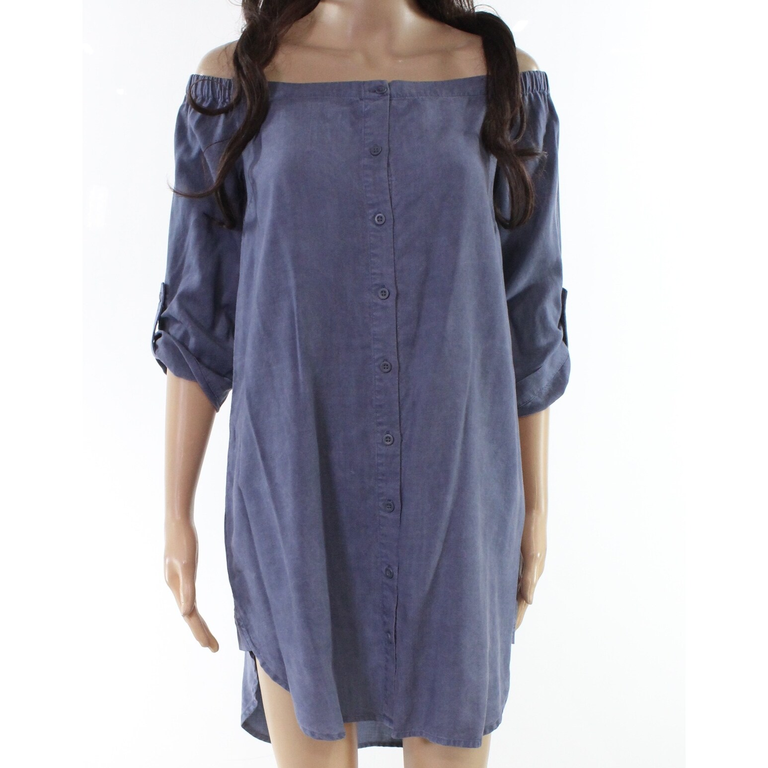 Shop Cloth Stone Womens Button Down Off Shoulder Shirt Dress