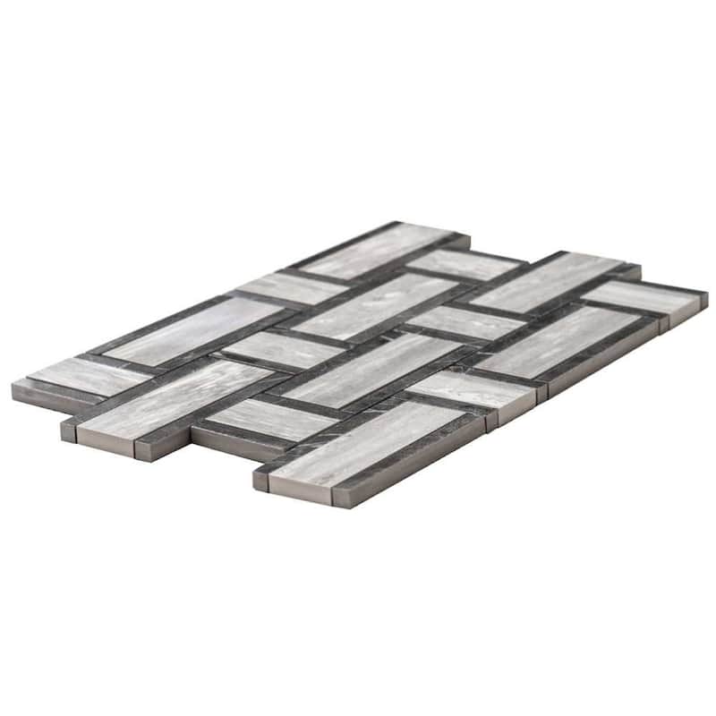 Stately Tre Basketweave 9.5x14 Porcelain Mosaic Tile - Floor, Wall, Backsplash