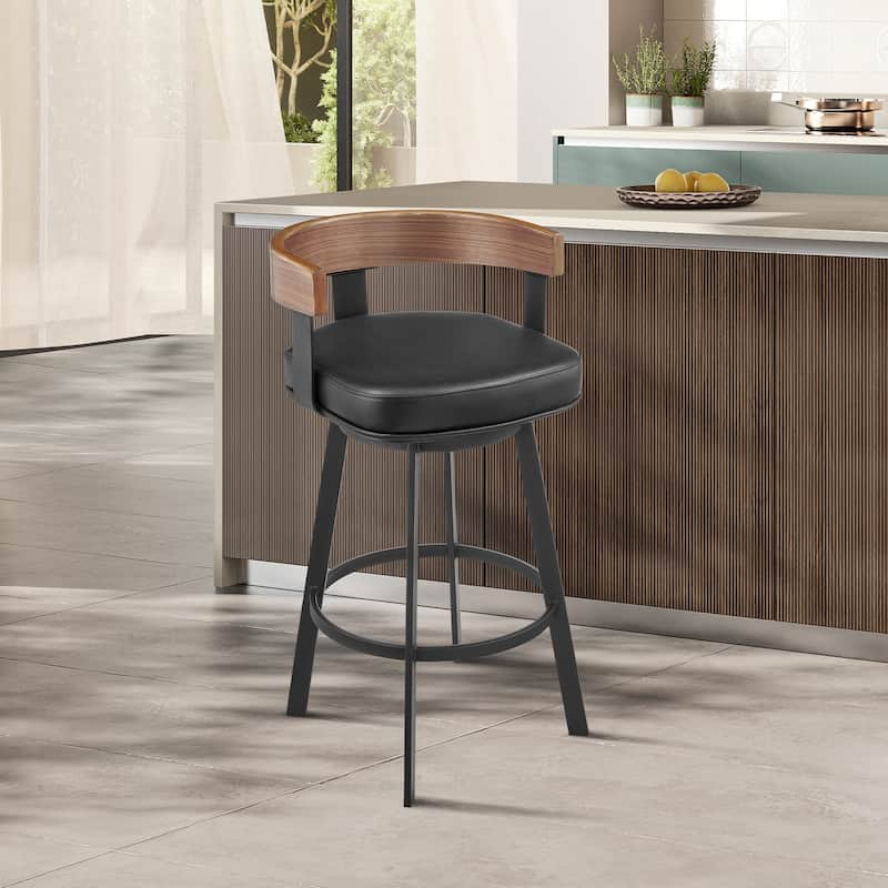Idris Modern Swivel Bar Stool, Upholstered Counter Height Chair with Iron Frame