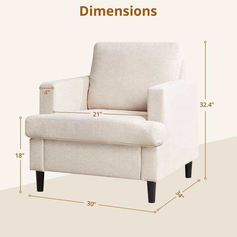 Soft & Padded Chair, Mid-Century Sofa Chair for Bedroom