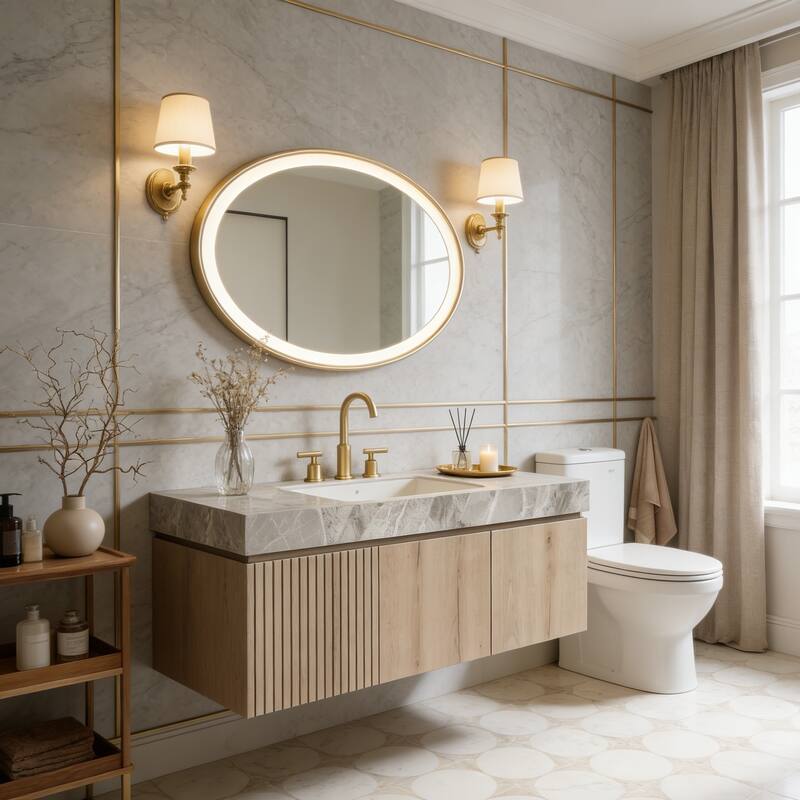 Floating Bathroom Vanity with 3 Pre-drilled Faucet Holes