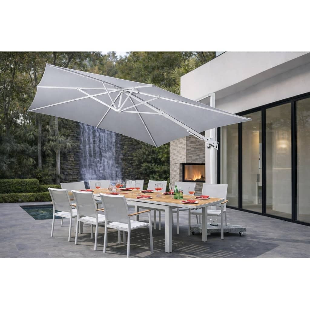 Madeira White 9-Piece Aluminum Outdoor Dining Set with Sling Set in White - N/A