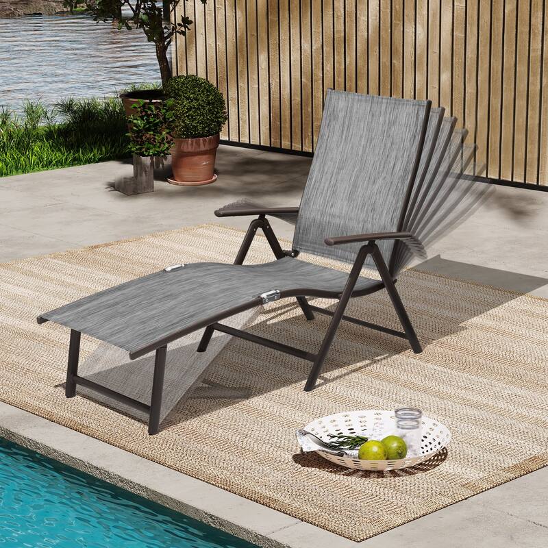 VredHom Outdoor Portable Folding Chaise Lounge Chairs (Set of 2) - 70" L x 20" W x 14" H