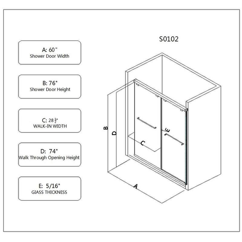 Frameless Double Sliding Shower Door - 60*76